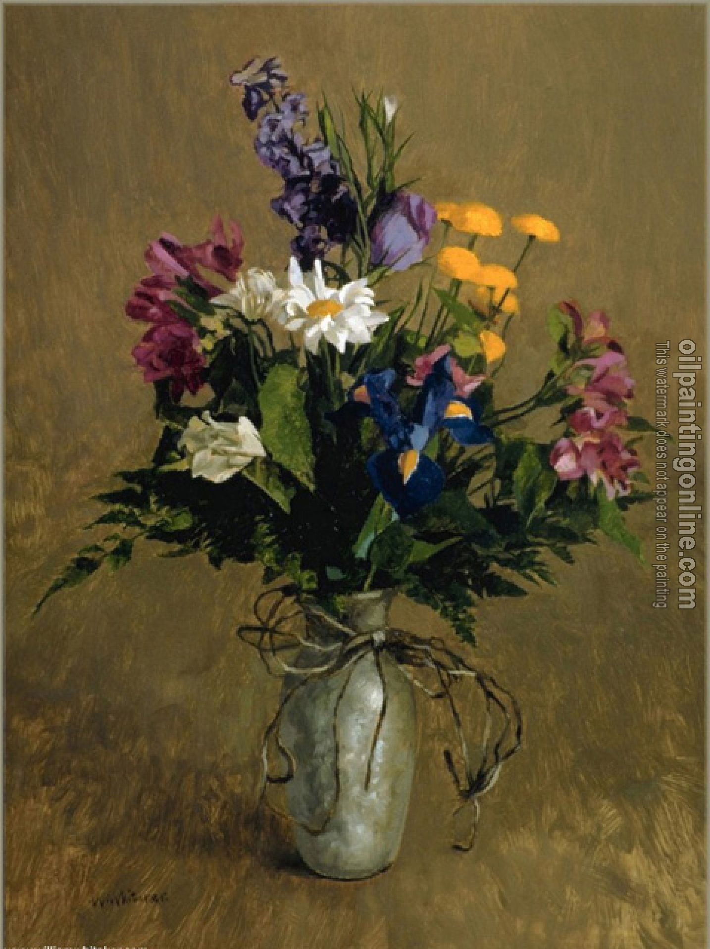 William Whitaker - Pewter Vase with Flowers